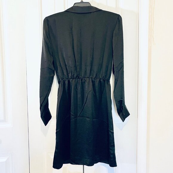 Steve Madden Washed Satin Faux Wrap Dress in black (L) New with Tag - Picture 10 of 13